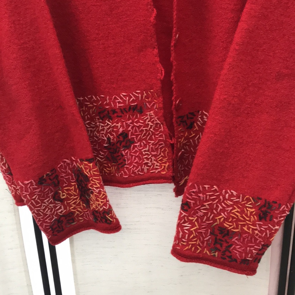 Wool Sweater Button Front Red Petite M By Sigrid … - image 4